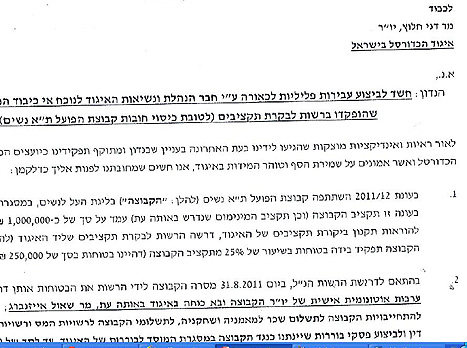 חשד לעבירות חמורות (צילום מתוך המסמך)