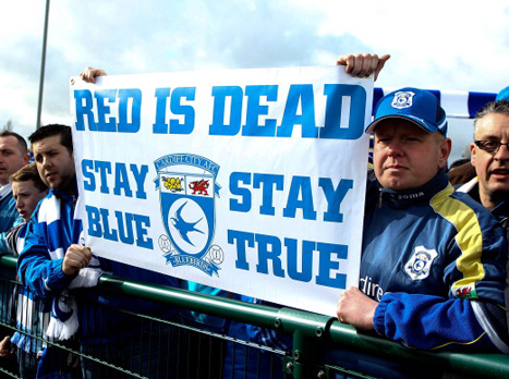 זה לא נגד ליברפול. אוהדי קרדיף מוחים נגד הבעלים (GETTYIMAGES)