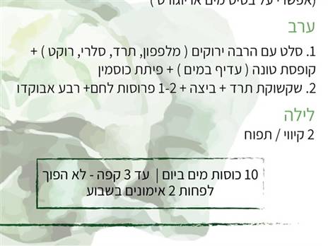 תפריט שבוע ירוק