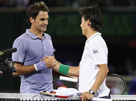 היפני ממשיך הלאה. נישיקורי ופדרר (gettyimages)