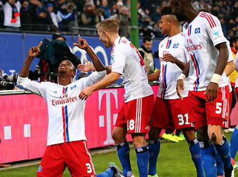 אוויר לנשימה. שחקני המבורג חוגגים (gettyimages)