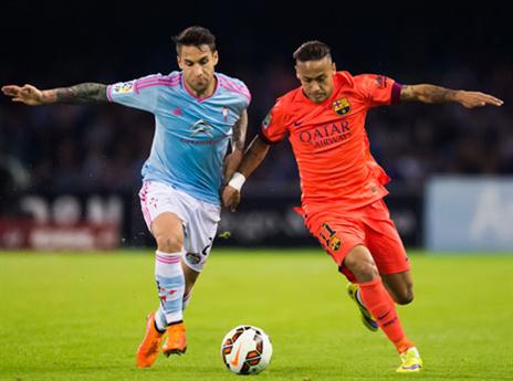 ניימאר מול הוגו מאלו. היה חלש במחצית הראשונה (Getty)