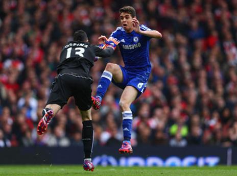 רגע מחלוקת גדול במשחק. אוספינה מכשיל את אוסקר (GETTYIMAGES)