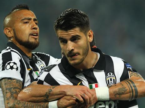 מוראטה עם וידאל. כבש, אבל לא חגג (getty)