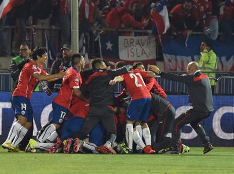 שחקני צ'ילה, חגיגה מכל הלב (AFP)