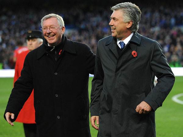 קרלו אנצ'לוטי ואלכס פרגוסון. קרובים אחד לשני (Getty)