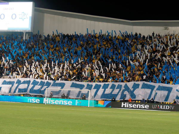 אוהדי מכבי ת"א. ירידה קטנה בקהל הבית מהסיבוב הראשון לשני (אלן שיבר)