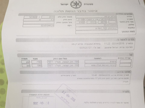 התלונה שהוגשה במשטרה