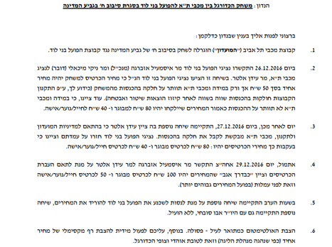 המכתב ששלחה מכבי להתאחדות