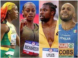 5 סיבות לצפות בגמר ריצת 100 המטרים. פרייז`ר פרייס, ריצ`רדסון, ליילס וג`ייקובס (GETTY)