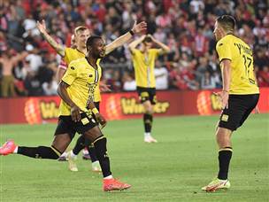 שחקני נתניה חוגגים. היום שלהם (ברני ארדוב)