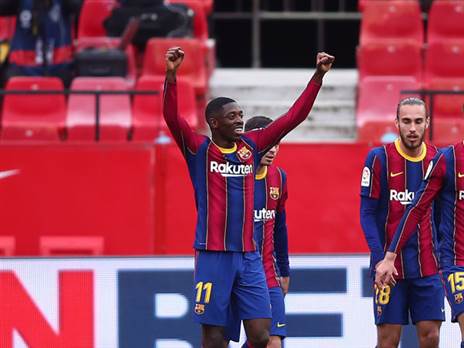 ימשיך לחגוג במדים האלה. עוסמאן דמבלה (getty)