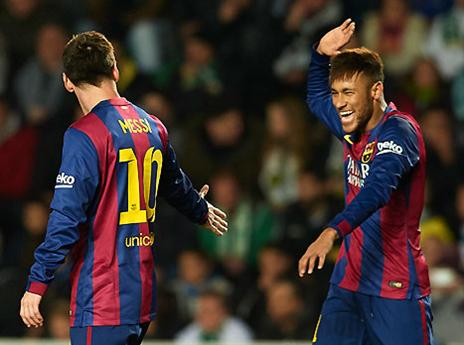 "קל לשחק לצד הטוב בעולם". ניימאר ומסי (GETTYIMAGES)