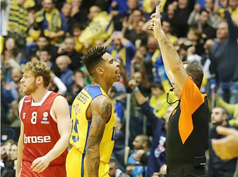 לנדסברג. איש המשחק של מכבי (צילום: אלן שיבר)