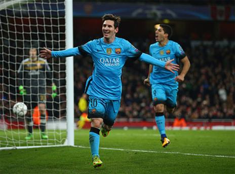 המשחק ה-33. מסי חוגג מול ארסנל (Getty)