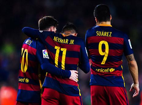 מאמץ אחרון בליגה. מסי, סוארס וניימאר (Getty)