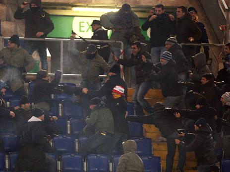 מהומות בין אוהדי רומא ולאציו   (Getty Image)