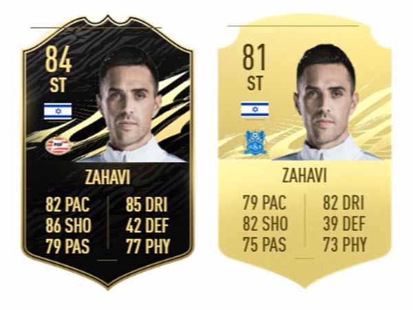 מימין: הקלף הרגיל של זהבי. משמאל: קלף ה-TOTW