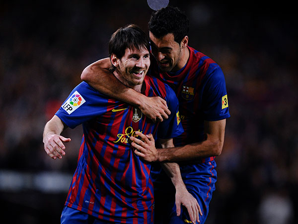 סרחיו בוסקטס וליאו מסי. יתחאדו במיאמי (GETTY)