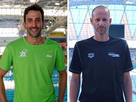 כרמל לויתן ויהונתן קופלב. (צילום: גיא יחיאלי, באדיבות איגוד השחייה)