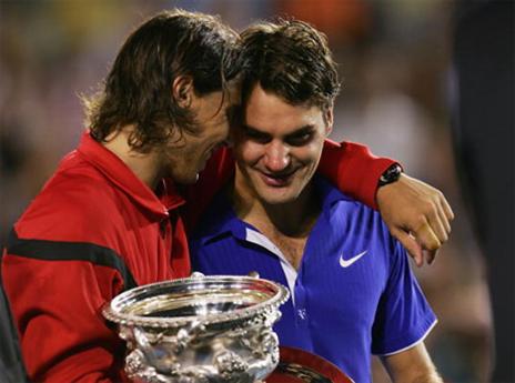 והיו גם חיוכים. פדרר ונדאל (Getty)