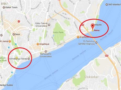 המרחק בין אצטדיון בשיקטאש לבין המועדון בו התרחש הפיגוע