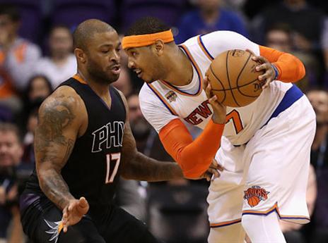 טאקר מול כרמלו אנתוני. בקרוב ביחד? (getty)