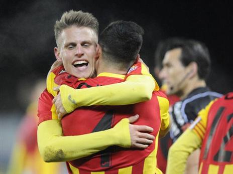 שחקני ליידה חוגגים עם שריקת הסיום (getty)