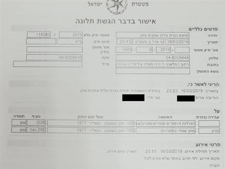 התלונה שהוגשה במשטרה