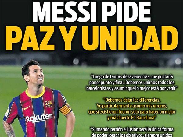 שלום ואחדות. המסר של מסי