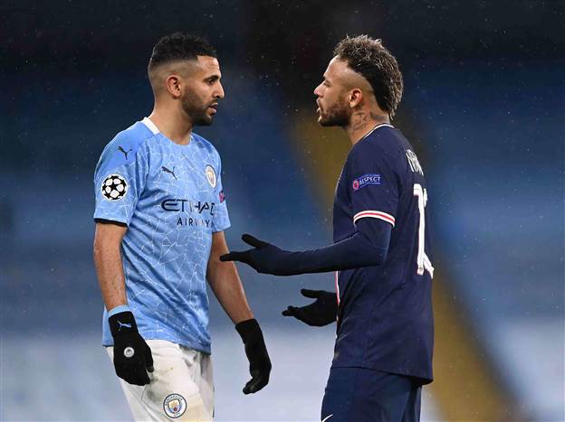 ניימאר מול מחרז. למרות הכסף הגדול, סיטי ופ.ס.ז' עדיין לא זכו בליגת האלופות (Getty)