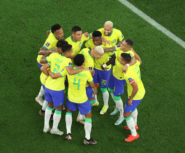 שחקני ברזיל. קאסמירו בולט בין כוכבים (Lars Baron/Getty Images)