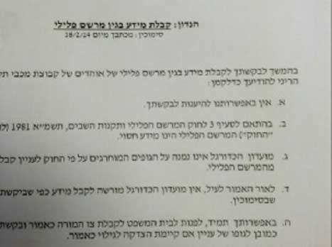 המכתב ששלחה המשטרה למכבי