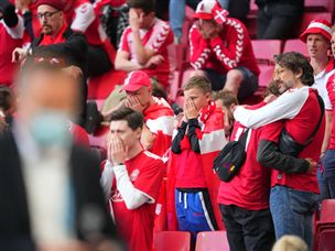 אוהדי דנמרק. רגעי חרדה בקופנהאגן (Getty Images)