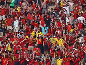 הקהל הבלגי חוגג כל הדרך למינכן (Getty)