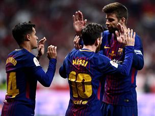 שחקני בארסה יודעים שזה הערב שלהם. (getty)