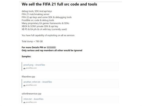 רשימת המידע וכלי הפיתוח שנגנבו מ-EA ופורסמו באתרי ופורומים של האקרים