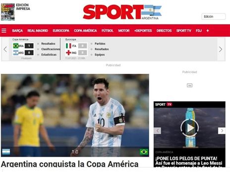 "ארגנטינה כבשה את קופה אמריקה" (SPORT)