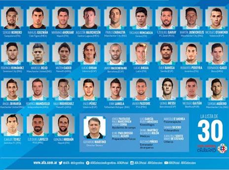 סגל ארגנטינה. מ-30 יישארו 23 (האתר הרשמי)