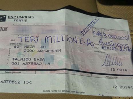 הצ'ק ללא כיסוי שהעביר למועדון