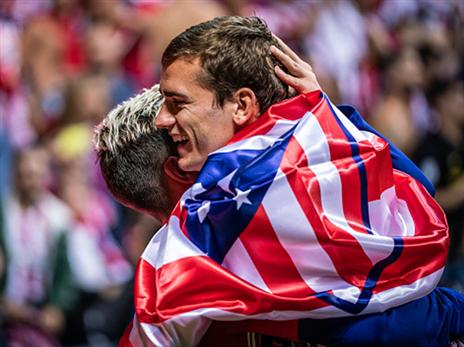 גריזמן חוגג. "לא מצטער שלא עזב לברצלונה" (getty)