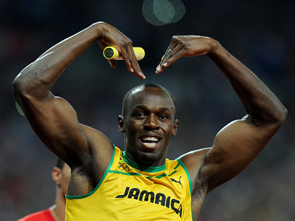 הראשון שזוכה שוב ב-3 מדליות זהב. בולט בלונדון (getty)