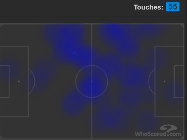 מפת החום של פוגבה מול טוטנהאם