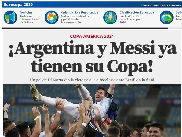 "לארסנטינה ומסי יש גביע" (Mundo deportivo)