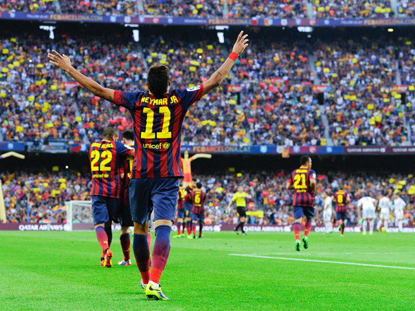 ניימאר. בדומה למסי, חגג לא פעם על חשבונה של ריאל מדריד (GETTY)