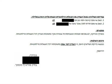 תוצאות בדיקת הפוליגרף