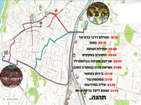 המירוץ לדרבי. מי חושב שהוא יגיע בזמן? (צילום מסך WAZE, התאוריה שלנו)