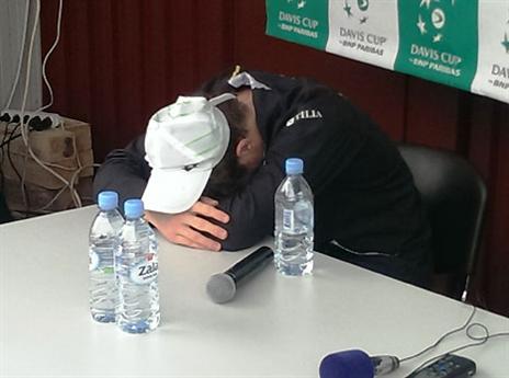 קאבצ'יץ' בוכה במסיבת העיתונאים לאחר המשחק (עפרה פרידמן, איגוד הטניס)