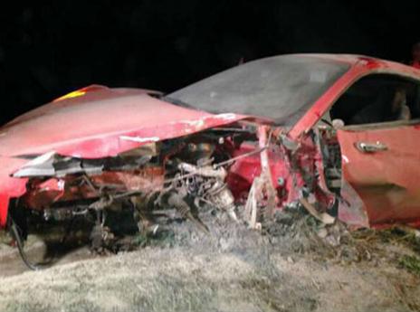 הרכב לאחר התאונה. החיים ניצלו בנס