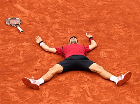 מגיע לו. ג'וקוביץ' בסיום (getty)